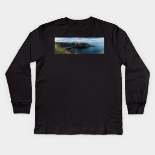 Panorama of Dunnottar castle in Aberdeenshire, Scotland Kids Long Sleeve T-Shirt